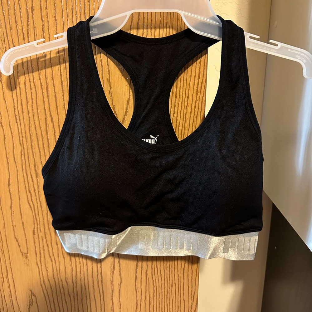 Black PUMA sports bra with removable pads